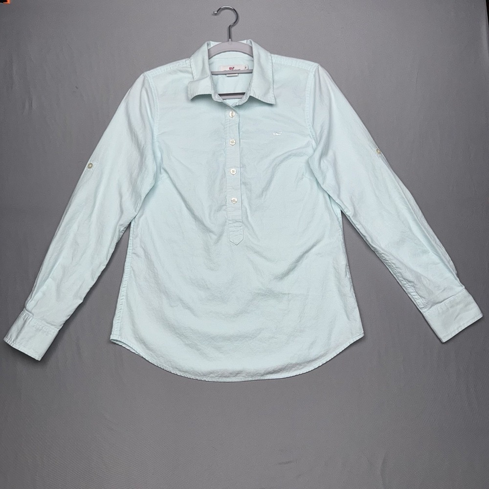 Vineyard Vines Light Blue Cotton Collared Long Sleeve Button Up Shirt Womens Sz2